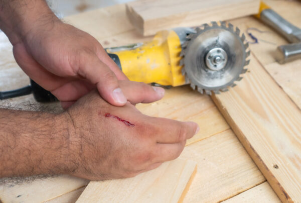 Worker suffering laceration to hand
